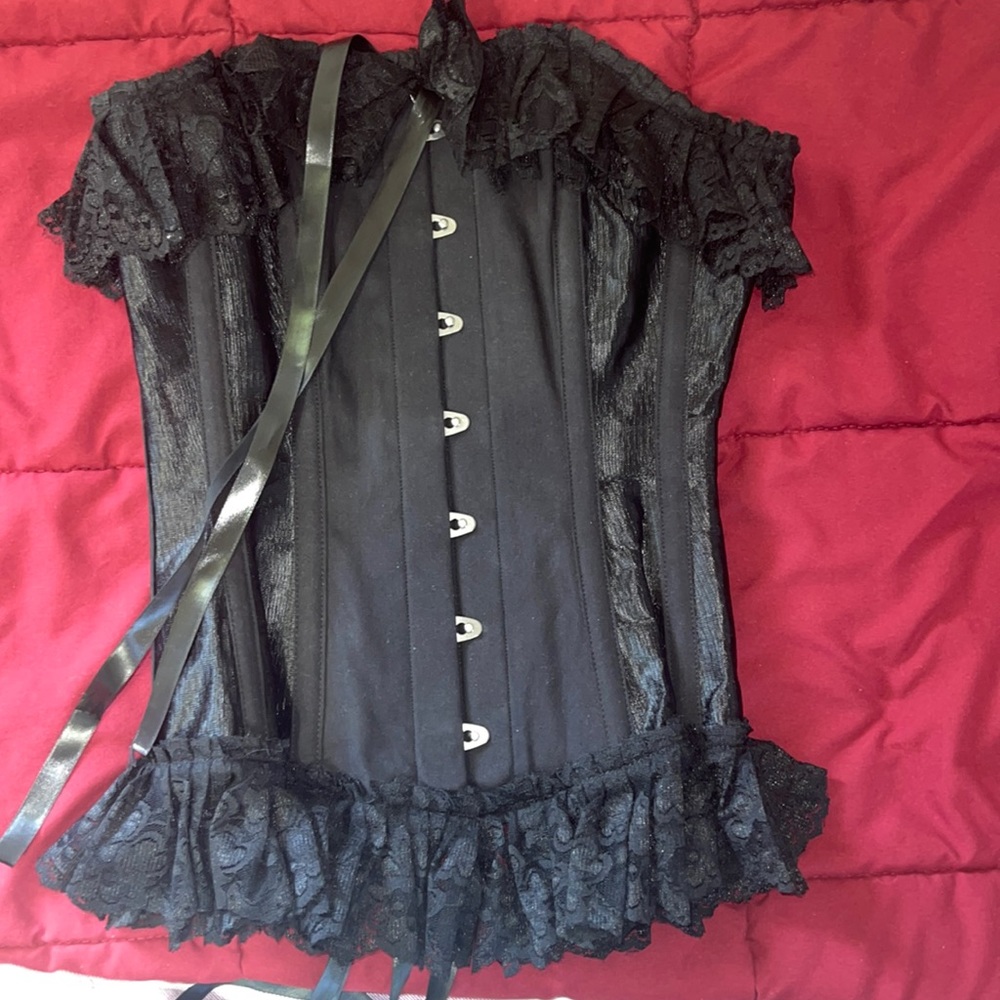 Subculture black lace corset